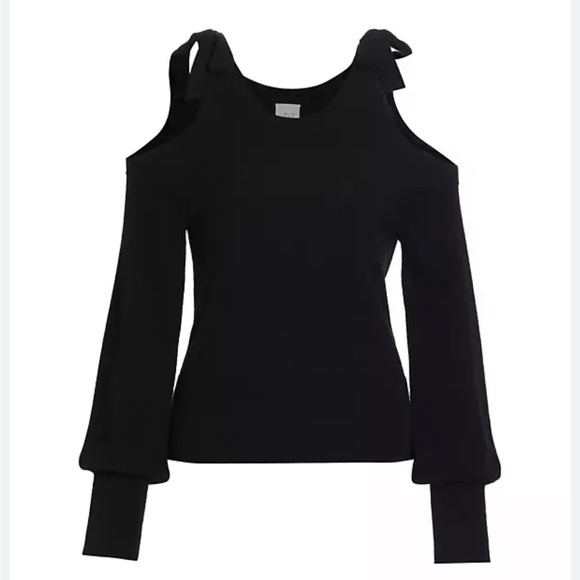 Cinq a Sept black cashmere open shoulder sweater bow detail - Picture 1 of 10